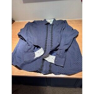 Robert Graham Men's Size 2XL Embroidered Check Plaid Shirt Long Sleeve Flip Cuff